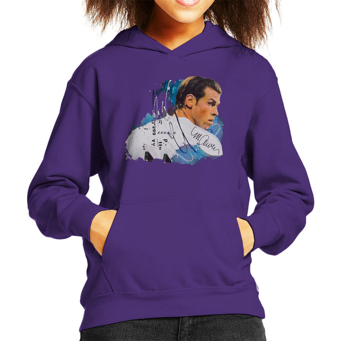 Sidney Maurer Original Portrait Of Gareth Bale Kid's Hooded Sweatshirt