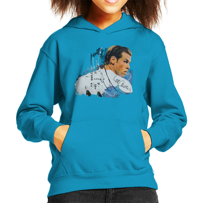 Sidney Maurer Original Portrait Of Gareth Bale Kid's Hooded Sweatshirt