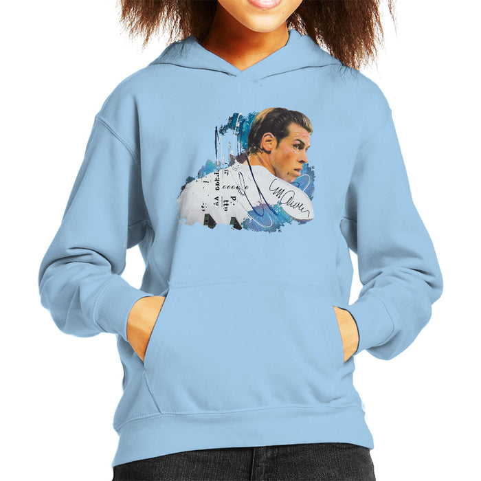 Sidney Maurer Original Portrait Of Gareth Bale Kid's Hooded Sweatshirt