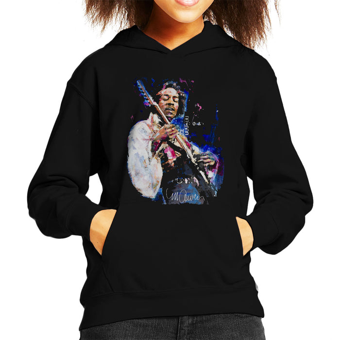 Sidney Maurer Original Portrait Of Jimi Hendrix Kid's Hooded Sweatshirt