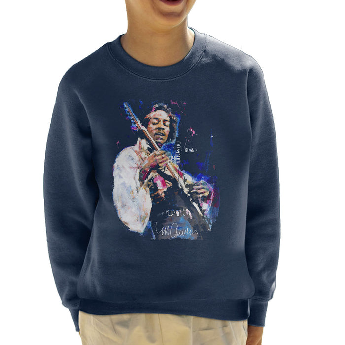 Sidney Maurer Original Portrait Of Jimi Hendrix Kid's Sweatshirt