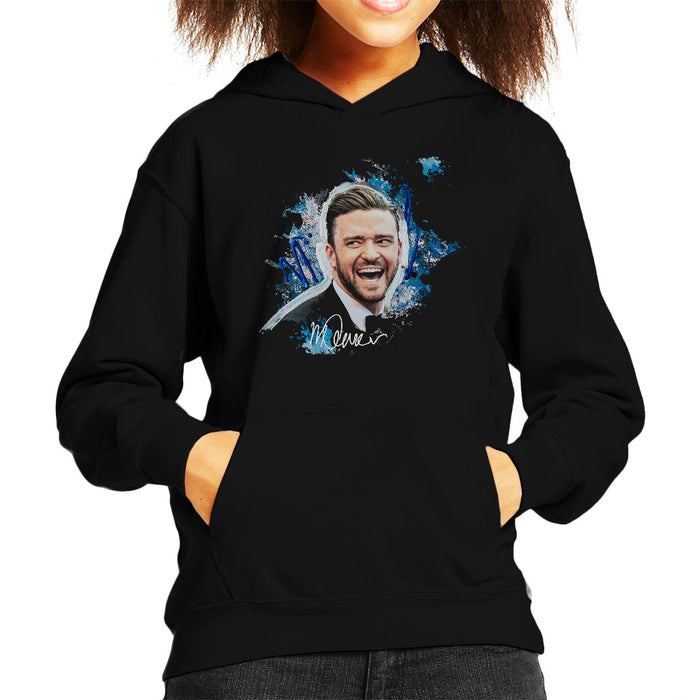 Sidney Maurer Original Portrait Of Justin Timberlake Kid's Hooded Sweatshirt