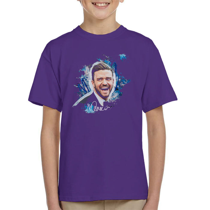 Sidney Maurer Original Portrait Of Justin Timberlake Kid's T-Shirt