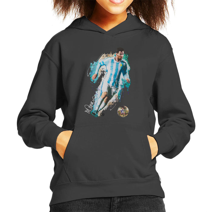 Sidney Maurer Original Portrait Of Lionel Messi Kid's Hooded Sweatshirt