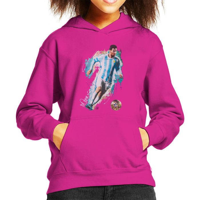 Sidney Maurer Original Portrait Of Lionel Messi Kid's Hooded Sweatshirt