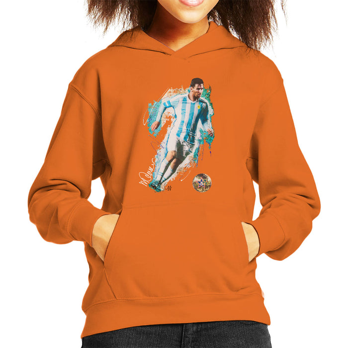Sidney Maurer Original Portrait Of Lionel Messi Kid's Hooded Sweatshirt