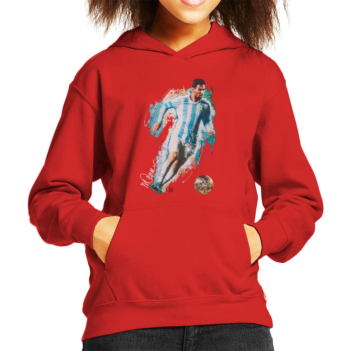 Sidney Maurer Original Portrait Of Lionel Messi Kid's Hooded Sweatshirt