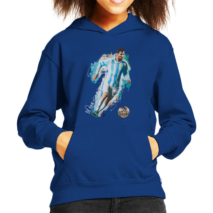 Sidney Maurer Original Portrait Of Lionel Messi Kid's Hooded Sweatshirt