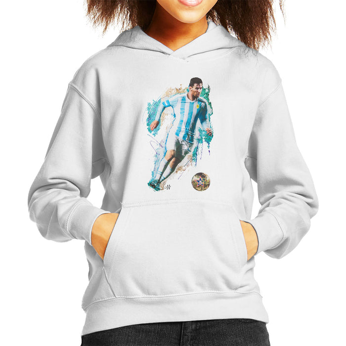 Sidney Maurer Original Portrait Of Lionel Messi Kid's Hooded Sweatshirt