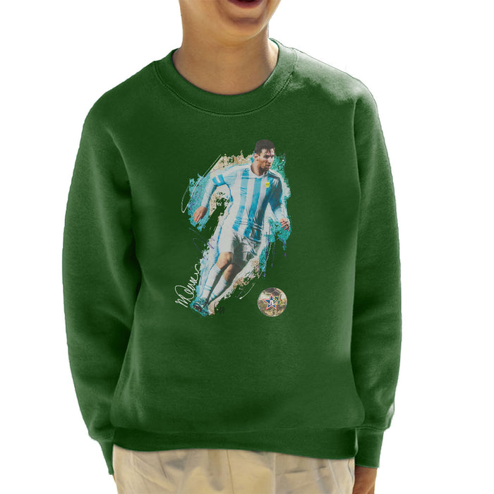 Sidney Maurer Original Portrait Of Lionel Messi Kid's Sweatshirt