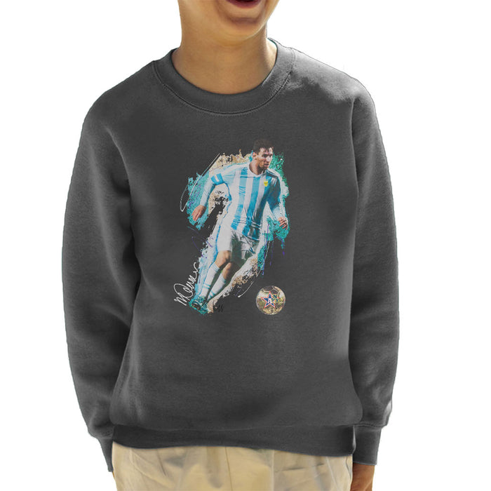 Sidney Maurer Original Portrait Of Lionel Messi Kid's Sweatshirt