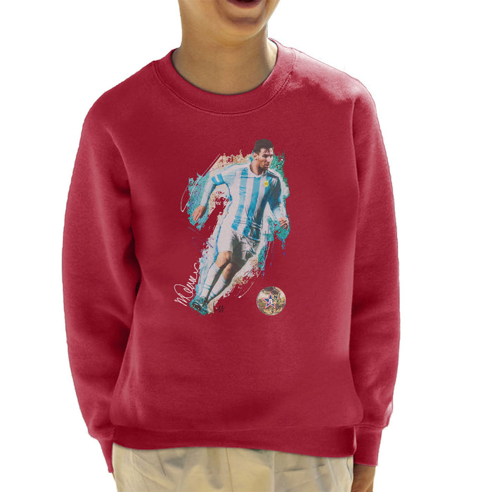 Sidney Maurer Original Portrait Of Lionel Messi Kid's Sweatshirt