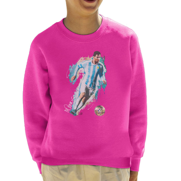 Sidney Maurer Original Portrait Of Lionel Messi Kid's Sweatshirt