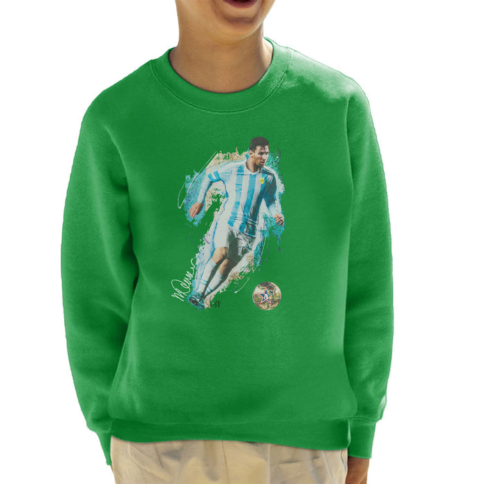 Sidney Maurer Original Portrait Of Lionel Messi Kid's Sweatshirt