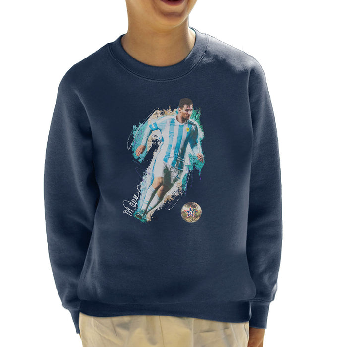Sidney Maurer Original Portrait Of Lionel Messi Kid's Sweatshirt