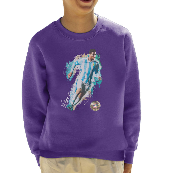 Sidney Maurer Original Portrait Of Lionel Messi Kid's Sweatshirt