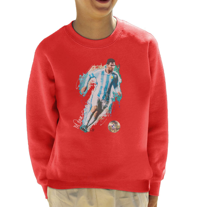 Sidney Maurer Original Portrait Of Lionel Messi Kid's Sweatshirt