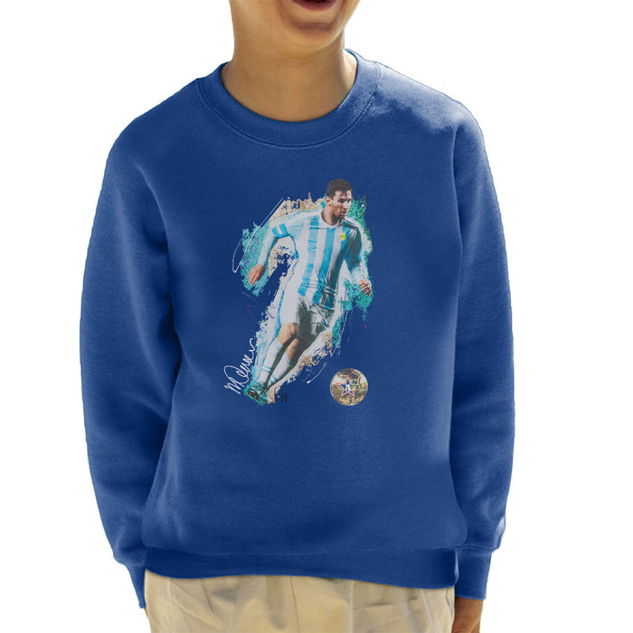 Sidney Maurer Original Portrait Of Lionel Messi Kid's Sweatshirt