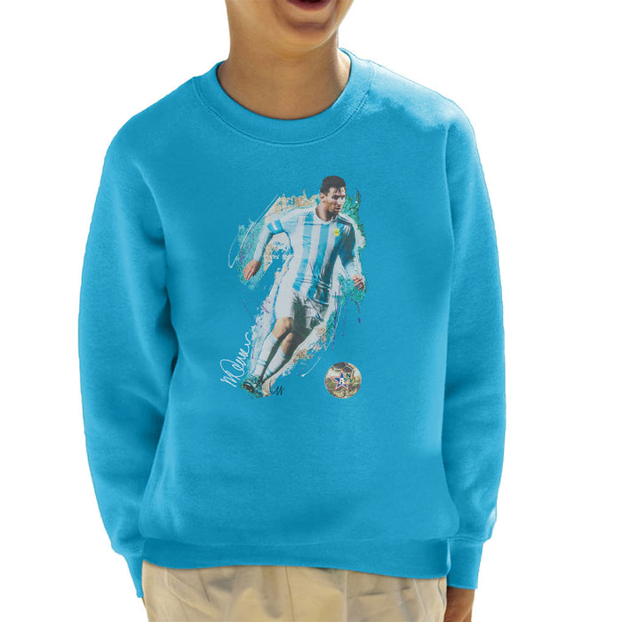 Sidney Maurer Original Portrait Of Lionel Messi Kid's Sweatshirt