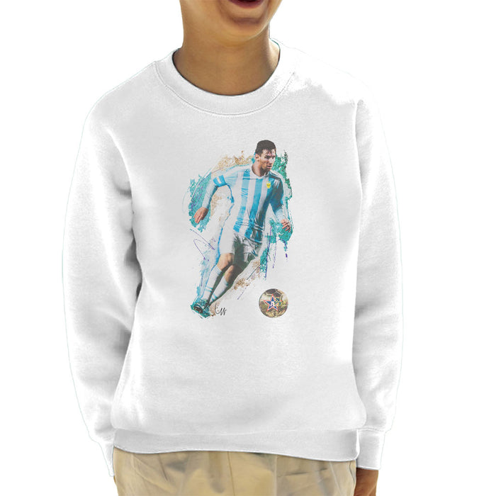 Sidney Maurer Original Portrait Of Lionel Messi Kid's Sweatshirt