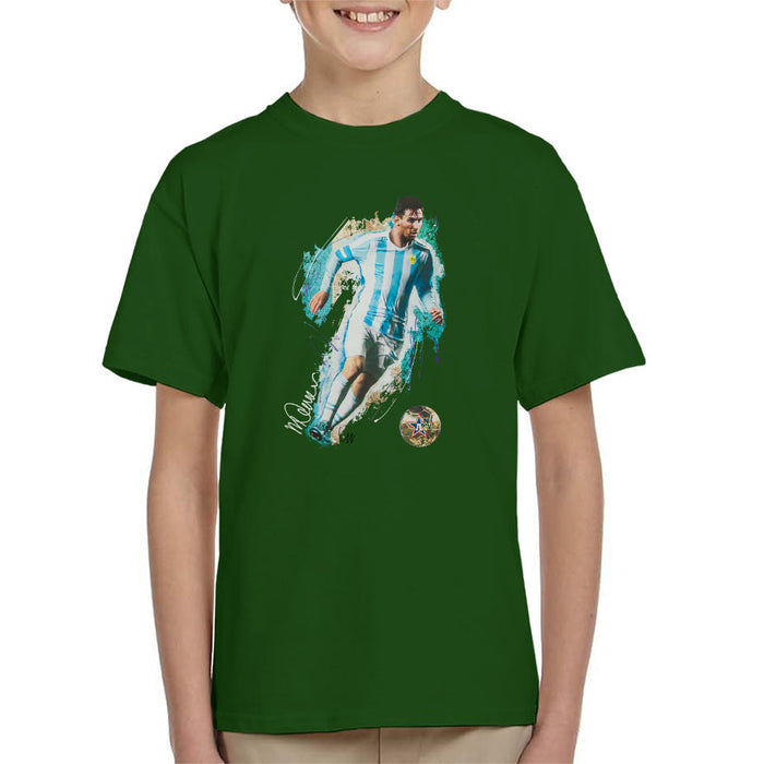 Sidney Maurer Original Portrait Of Lionel Messi Kid's T-Shirt