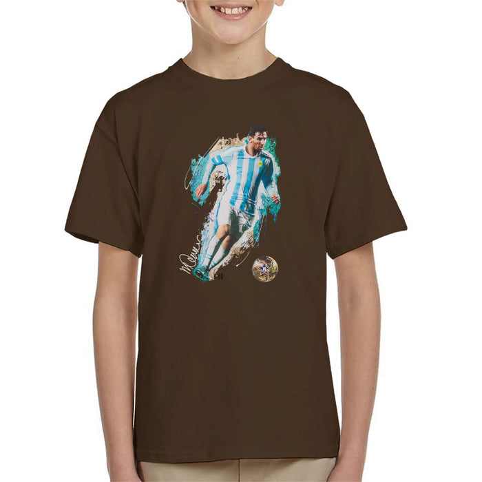 Sidney Maurer Original Portrait Of Lionel Messi Kid's T-Shirt