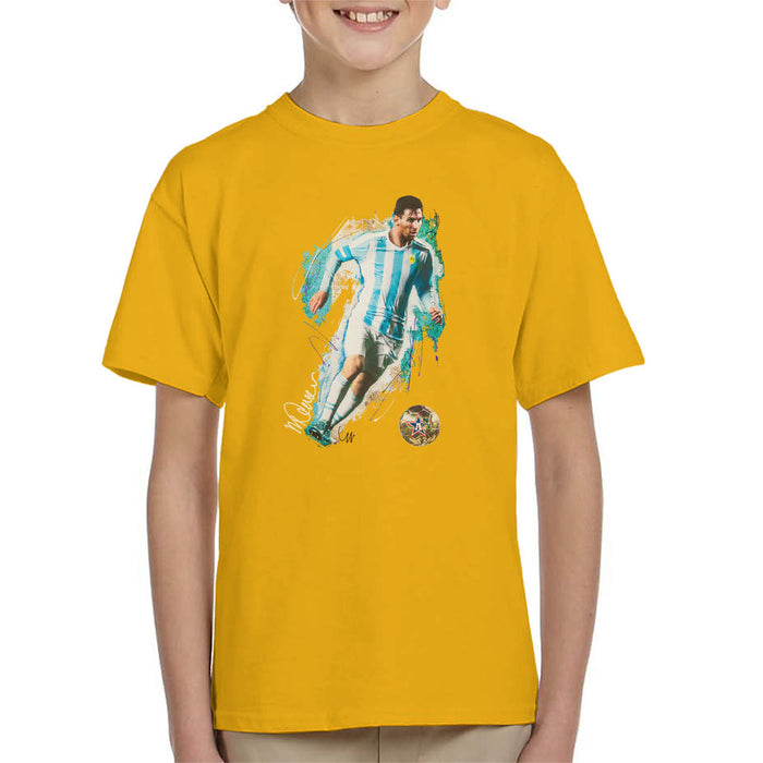 Sidney Maurer Original Portrait Of Lionel Messi Kid's T-Shirt