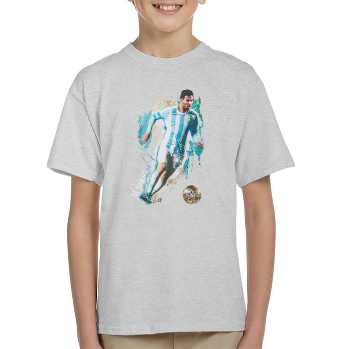 Sidney Maurer Original Portrait Of Lionel Messi Kid's T-Shirt