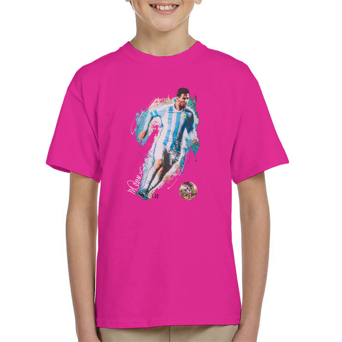 Sidney Maurer Original Portrait Of Lionel Messi Kid's T-Shirt