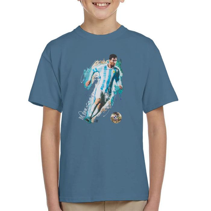 Sidney Maurer Original Portrait Of Lionel Messi Kid's T-Shirt