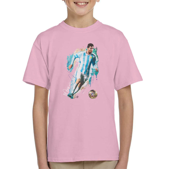 Sidney Maurer Original Portrait Of Lionel Messi Kid's T-Shirt