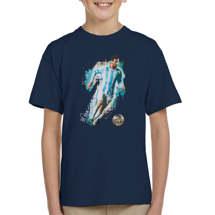 Sidney Maurer Original Portrait Of Lionel Messi Kid's T-Shirt
