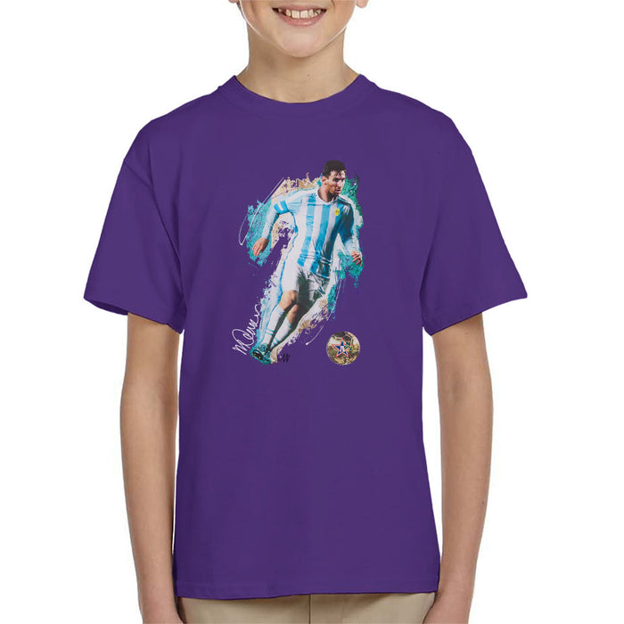 Sidney Maurer Original Portrait Of Lionel Messi Kid's T-Shirt