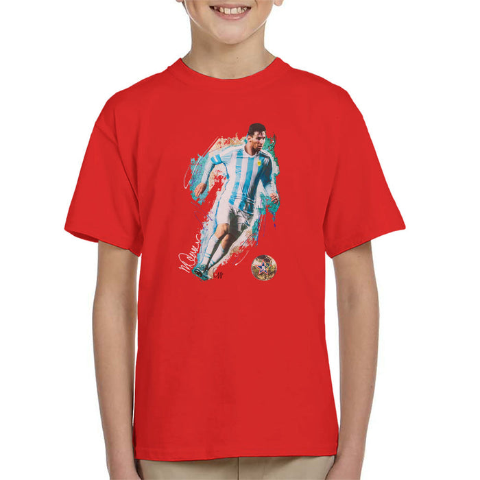 Sidney Maurer Original Portrait Of Lionel Messi Kid's T-Shirt