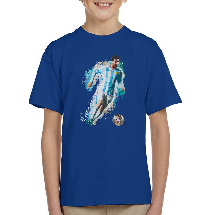 Sidney Maurer Original Portrait Of Lionel Messi Kid's T-Shirt
