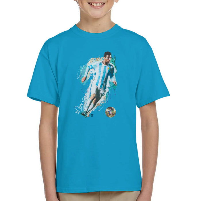 Sidney Maurer Original Portrait Of Lionel Messi Kid's T-Shirt