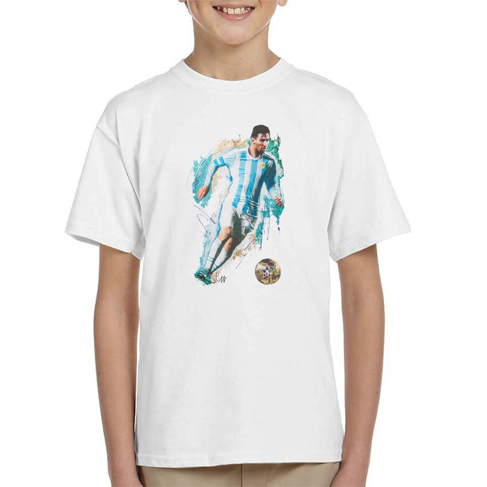 Sidney Maurer Original Portrait Of Lionel Messi Kid's T-Shirt