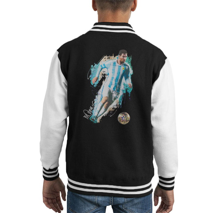 Sidney Maurer Original Portrait Of Lionel Messi Kid's Varsity Jacket