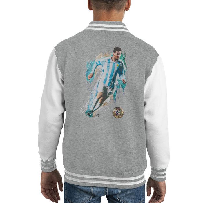 Sidney Maurer Original Portrait Of Lionel Messi Kid's Varsity Jacket