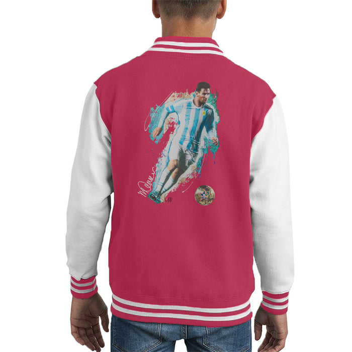 Sidney Maurer Original Portrait Of Lionel Messi Kid's Varsity Jacket