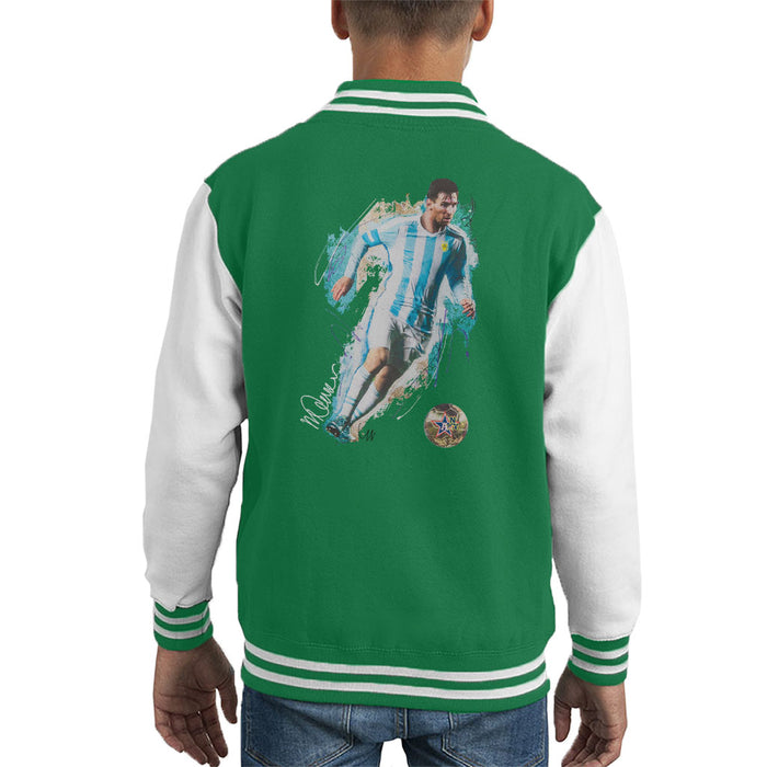 Sidney Maurer Original Portrait Of Lionel Messi Kid's Varsity Jacket