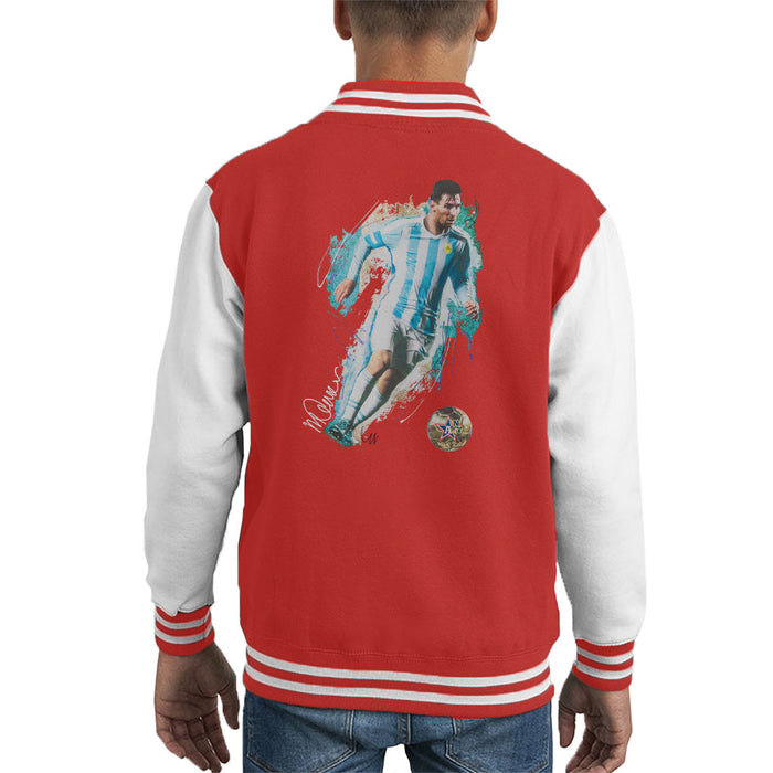 Sidney Maurer Original Portrait Of Lionel Messi Kid's Varsity Jacket