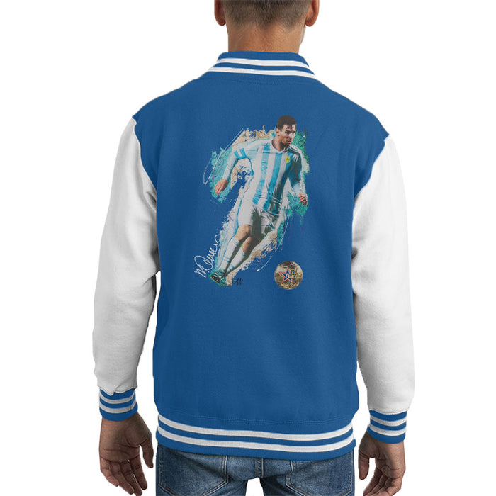 Sidney Maurer Original Portrait Of Lionel Messi Kid's Varsity Jacket