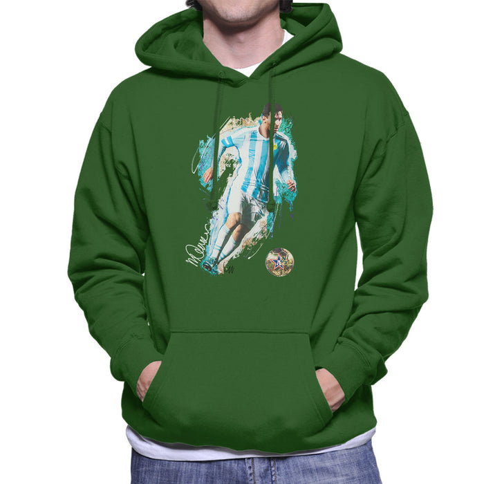 Sidney Maurer Original Portrait Of Lionel Messi Men's Hooded Sweatshirt