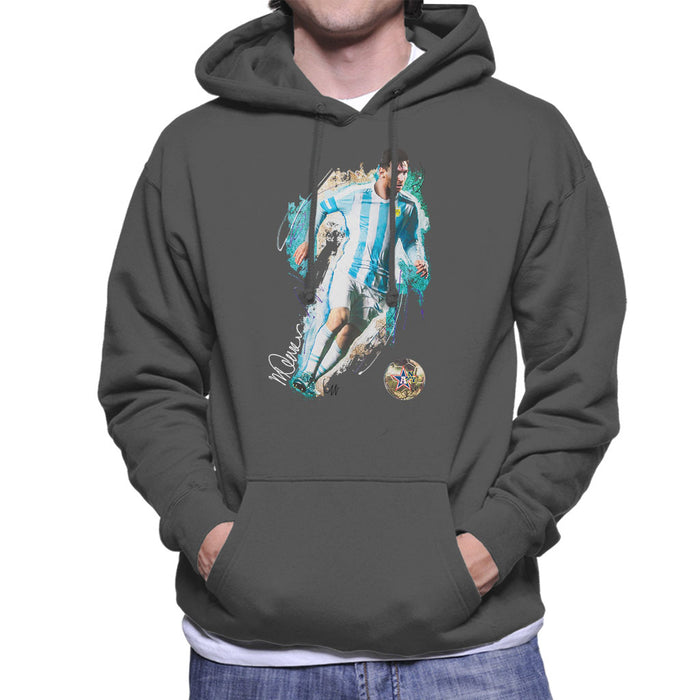 Sidney Maurer Original Portrait Of Lionel Messi Men's Hooded Sweatshirt