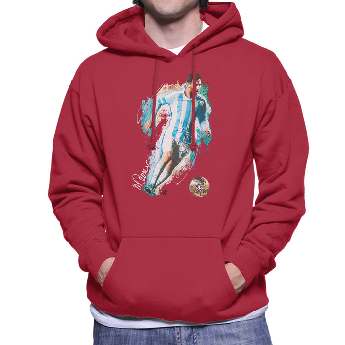 Sidney Maurer Original Portrait Of Lionel Messi Men's Hooded Sweatshirt
