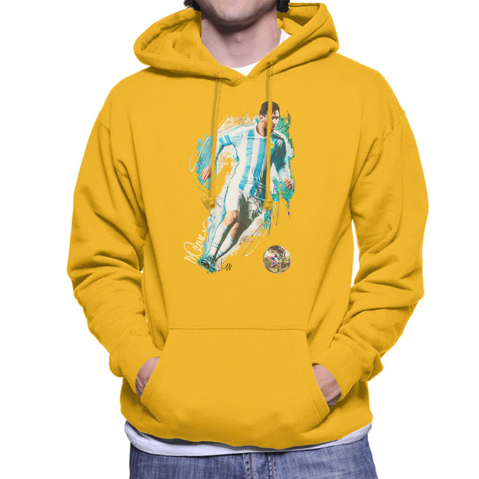 Sidney Maurer Original Portrait Of Lionel Messi Men's Hooded Sweatshirt