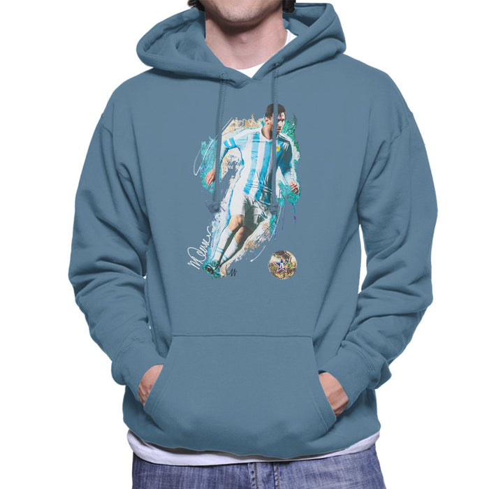Sidney Maurer Original Portrait Of Lionel Messi Men's Hooded Sweatshirt