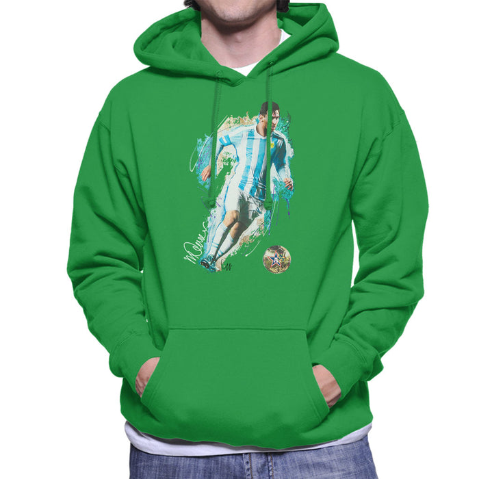 Sidney Maurer Original Portrait Of Lionel Messi Men's Hooded Sweatshirt