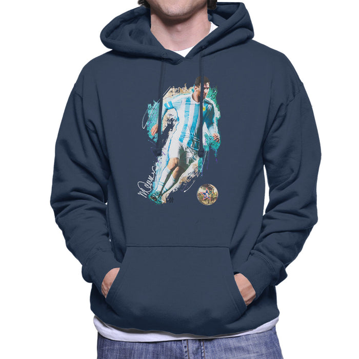 Sidney Maurer Original Portrait Of Lionel Messi Men's Hooded Sweatshirt